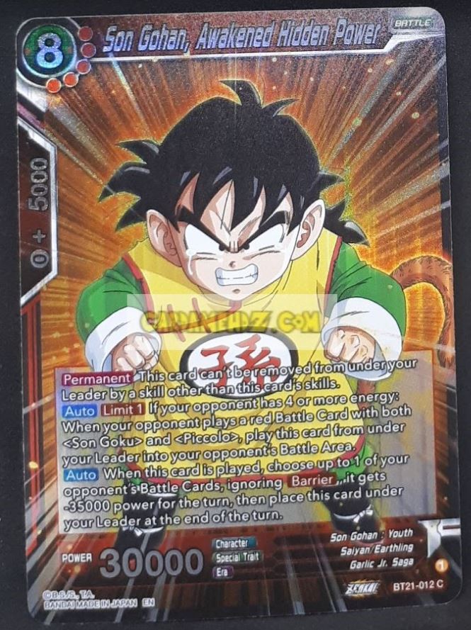 carte Dragon Ball Super Card Game Wild Resurgence n° BT21-012 C (foil) (us) bandai songohan awakened hidden power dbs prisme holo cardamehdz point com