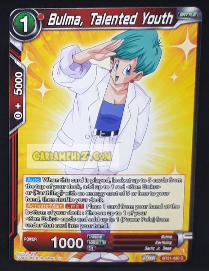 carte Dragon Ball Super Card Game Wild Resurgence n° BT21-020 C (us) bandai bulma talented youth dbs cardamehdz point com