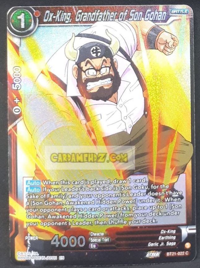 carte Dragon Ball Super Card Game Wild Resurgence n° BT21-022 C (foil) (us) bandai ox king grandfather of son gohan dbs prisme holo cardamehdz point com