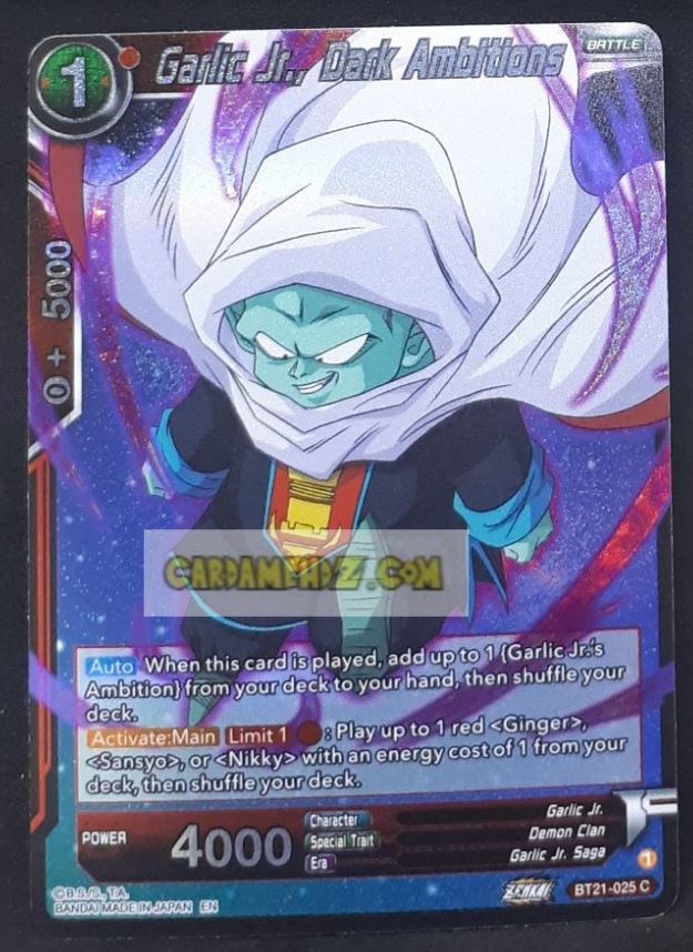 carte Dragon Ball Super Card Game Wild Resurgence n° BT21-025 C (foil) (us) bandai garlic jr dark ambitions dbs prisme holo cardamehdz point com