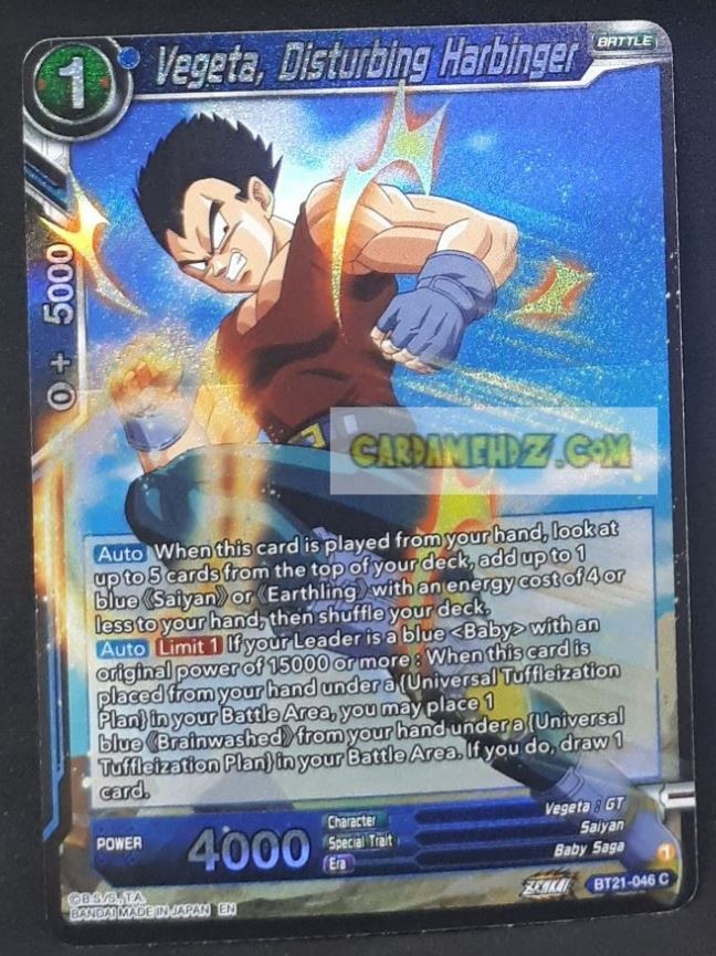 carte Dragon Ball Super Card Game Wild Resurgence n° BT21-046 C (foil) (us) bandai vegeta disturbing harbinder dbs prisme holo cardamehdz point com