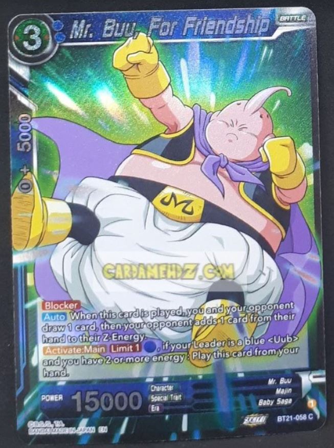 carte Dragon Ball Super Card Game Wild Resurgence n° BT21-058 C (foil) (us) bandai mr buu for friendship dbs prisme holo cardamehdz point com