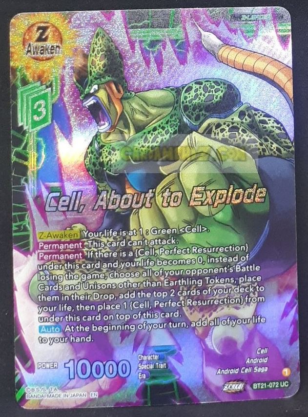 carte Dragon Ball Super Card Game Wild Resurgence n° BT21-072 UC (foil) (us) bandai cell about to explode dbs prisme holo cardamehdz point com