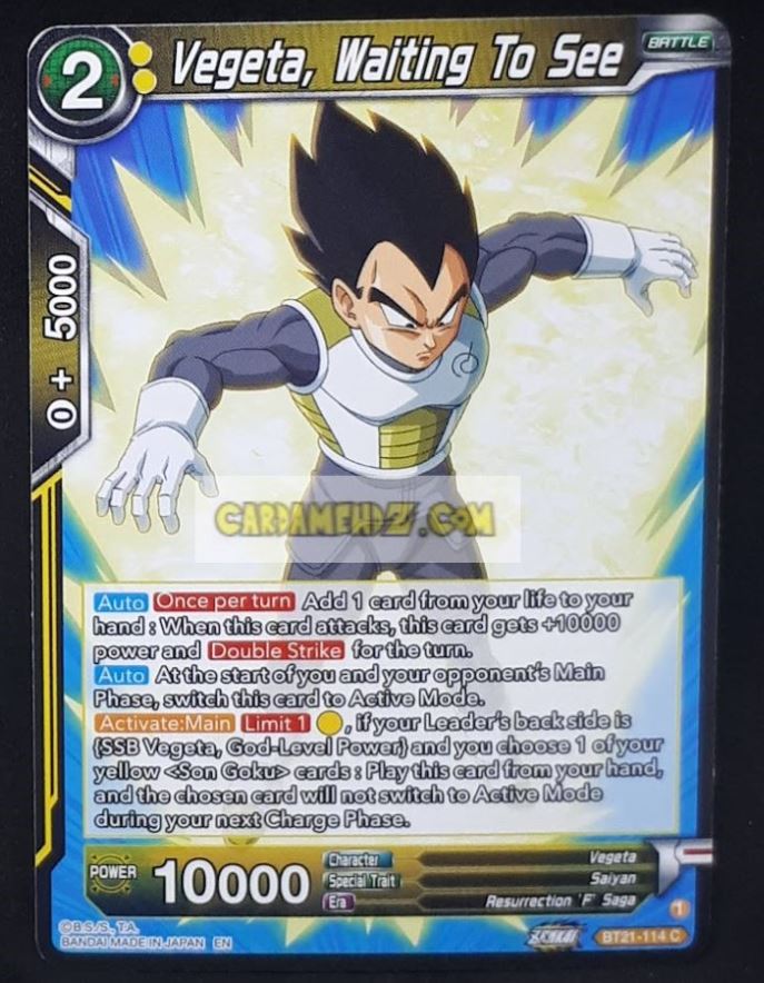carte Dragon Ball Super Card Game Wild Resurgence n° BT21-114 C (us) bandai vegeta waiting to see dbs cardamehdz point com
