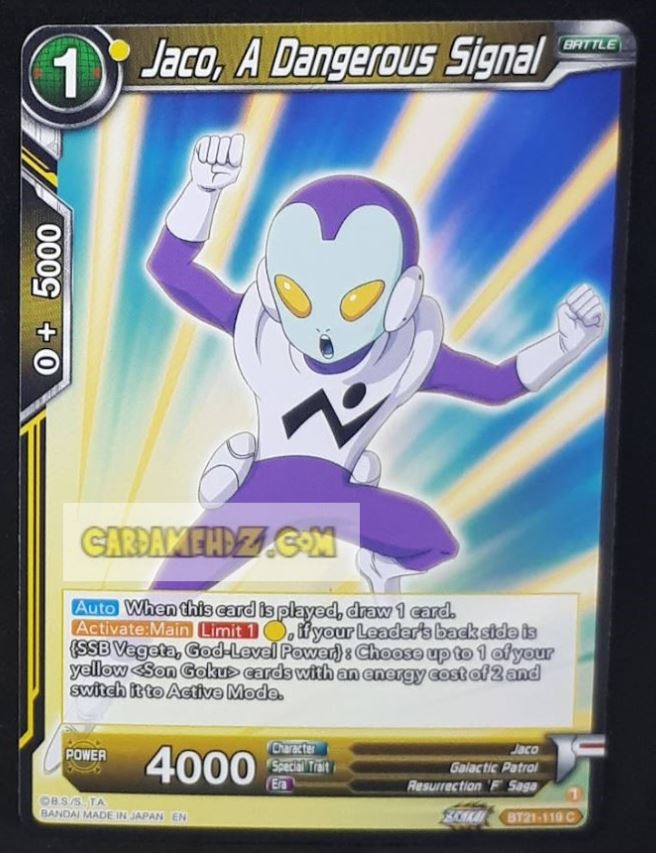 carte Dragon Ball Super Card Game Wild Resurgence n° BT21-119 C (us) bandai jaco a dangerous signal dbs cardamehdz point com