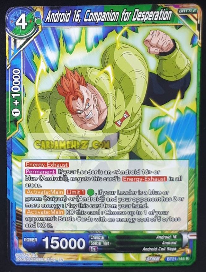carte Dragon Ball Super Card Game Wild Resurgence n° BT21-144 R (us) bandai android 16 companion for desperation dbs cardamehdz point com