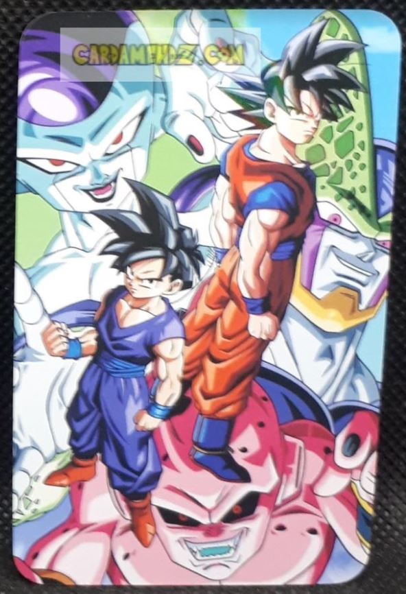 carte dragon ball z lomo card prisme n°14-30 dbz songoku & son gohan & cell & freezer & majin bou cardamehdz point com mehdz atout