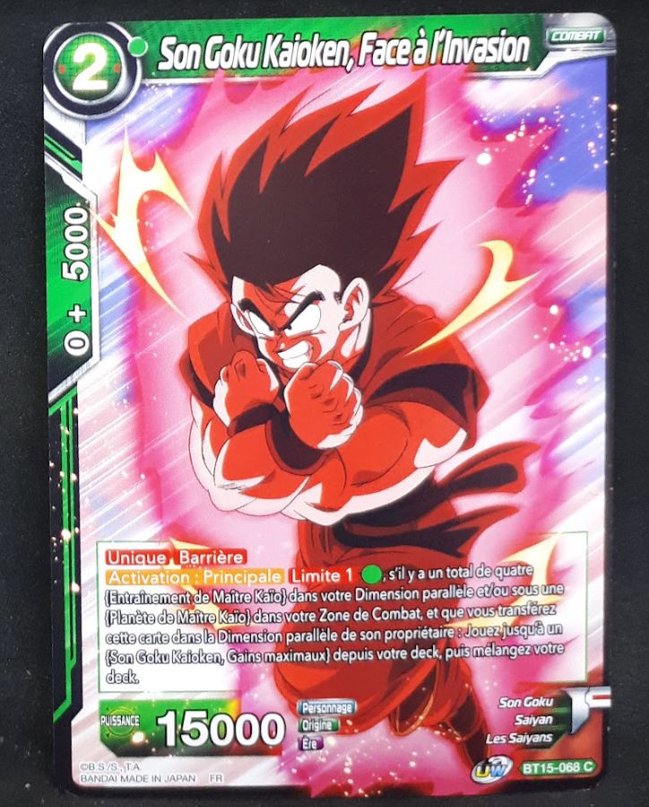 Carte Dragon Ball Super Card Game FR UWS Boost Saiyan Showdown BT15-068 C bandai songoku kaioken face à l'invasion dbscg 