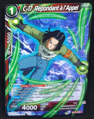 Carte Dragon Ball Super Card Game FR Unison Warrior Series Boost Set 7 BT16-009 C (2022) bandai C 17 répondant à l 'appel dbscg cardamehdz