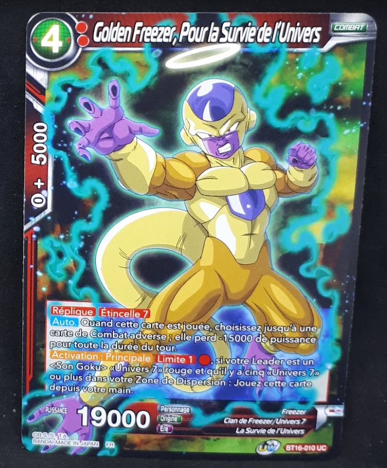 Carte Dragon Ball Super Card Game FR Unison Warrior Series Boost Set 7 BT16-010 UC (2022) bandai golden freezer pour la survie de l univers dbscg cardamehdz 
