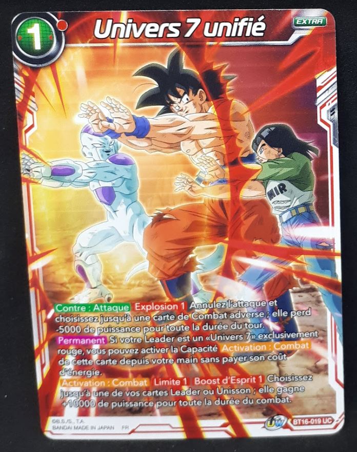 Carte Dragon Ball Super Card Game FR Unison Warrior Series Boost Set 7 BT16-019 UC (2022) bandai univers 7 unifié dbscg cardamehdz 
