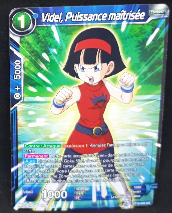 Carte Dragon Ball Super Card Game FR Unison Warrior Series Boost Set 7 BT16-035 UC (2022) bandai videl puissance maitrisée dbscg 