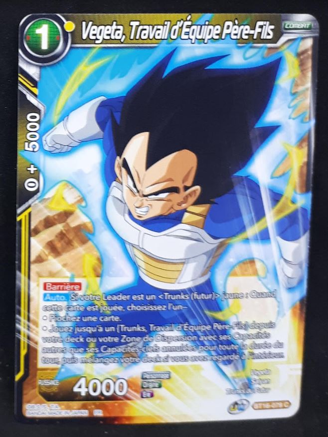 Carte Dragon Ball Super Card Game FR Unison Warrior Series Boost Set 7 BT16-079 C (2022) bandai vegeta travail d équipe père-fils dbscg cardamehdz 