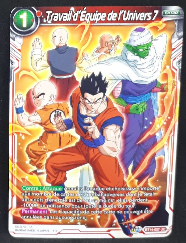 Carte Dragon Ball Super Card Game FR Unison Warrior Series Set 05 BT14-027 UC bandai travail d équipe de l univers 7 dbscg cardamehdz