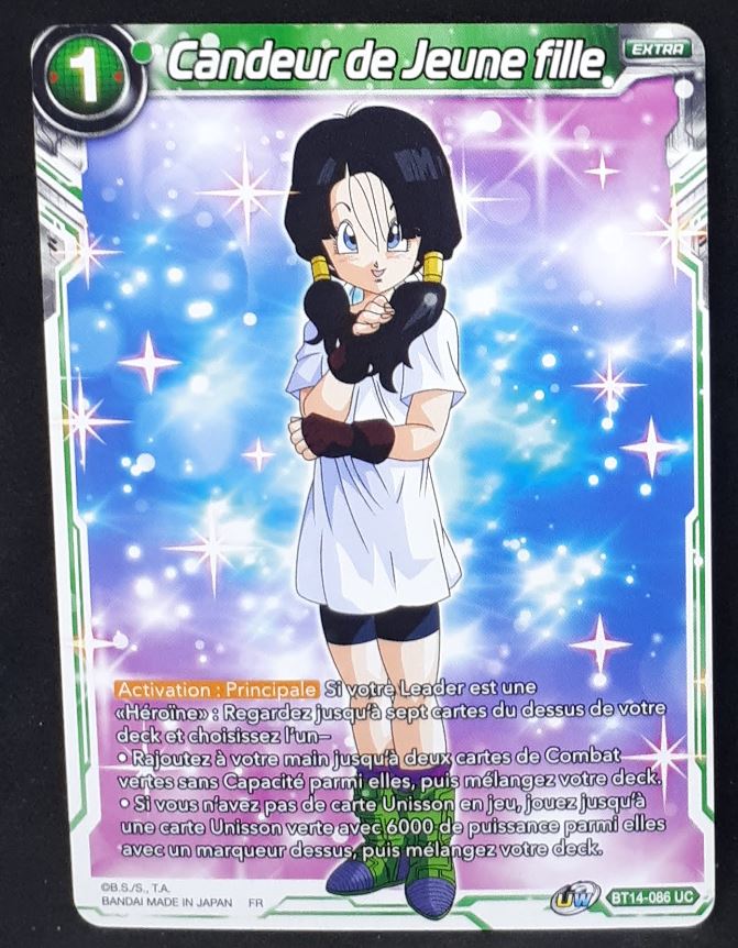 Carte Dragon Ball Super Card Game FR Unison Warrior Series Set 05 BT14-086 UC bandai candeur de jeune fille dbscg cardamehdz 
