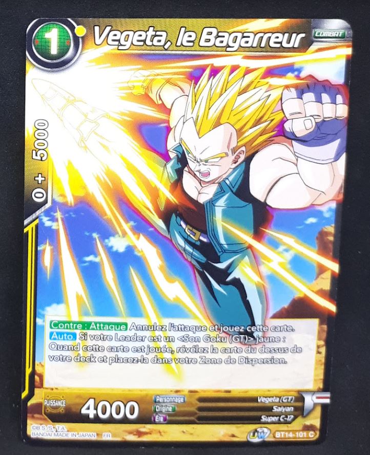 Carte Dragon Ball Super Card Game FR Unison Warrior Series Set 05 BT14-101 C bandai vegeta le bagarreur dbscg cardamehdz 