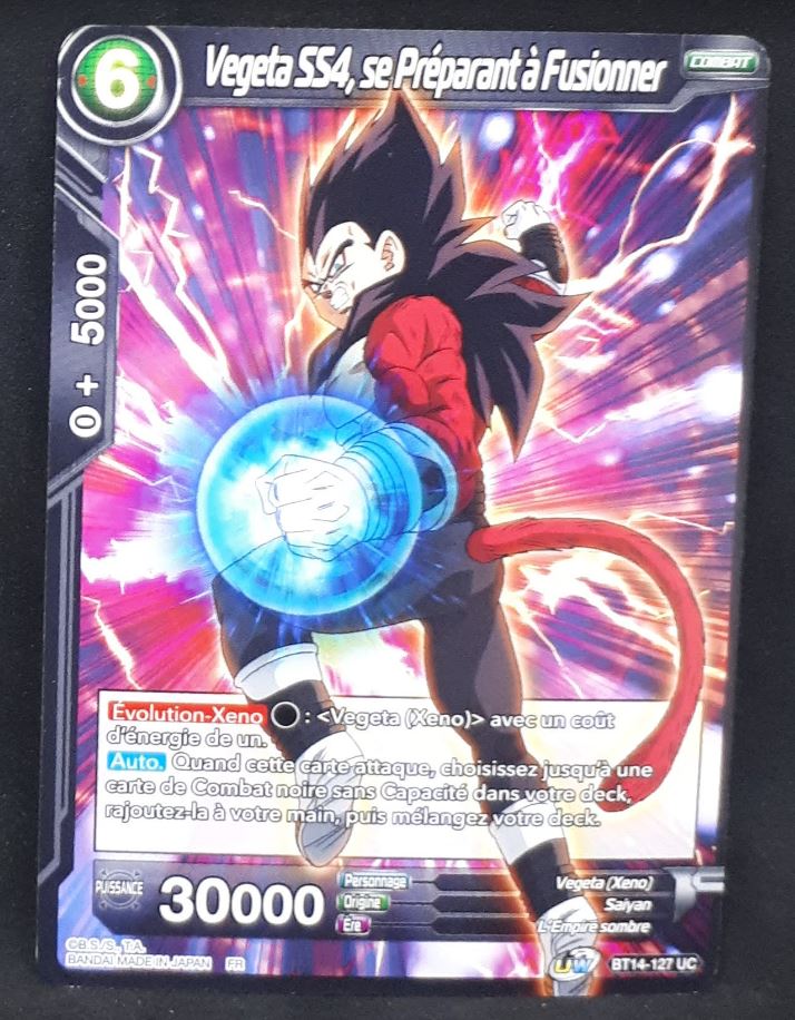 Carte Dragon Ball Super Card Game FR Unison Warrior Series Set 05 BT14-127 UC bandai vegeta ss4 se préparant à fusionner dbscg cardamehdz 