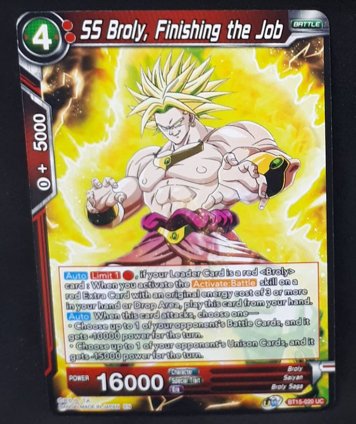 Carte Dragon Ball Super Card Game Us UWS Boost Saiyan Showdown BT15-020 UC bandai ss broly finishing the job dbscg