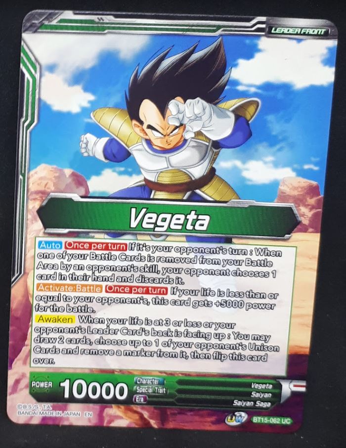 Carte Dragon Ball Super Card Game Us UWS Boost Saiyan Showdown BT15-062 UC bandai VEGETA dbscg cardamehdz