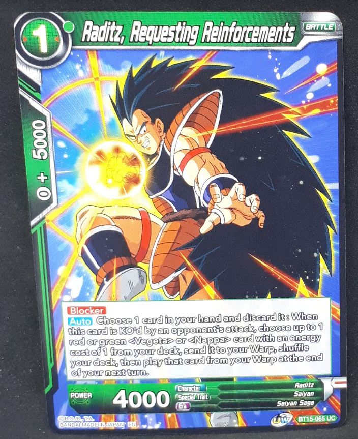 Carte Dragon Ball Super Card Game Us UWS Boost Saiyan Showdown BT15-065 UC bandai raditz requesting reinforcements dbscg cardamehdz 