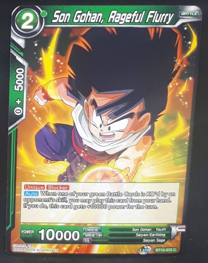 Carte Dragon Ball Super Card Game Us UWS Boost Saiyan Showdown BT15-072 C bandai songohan rageful flurry dbscg