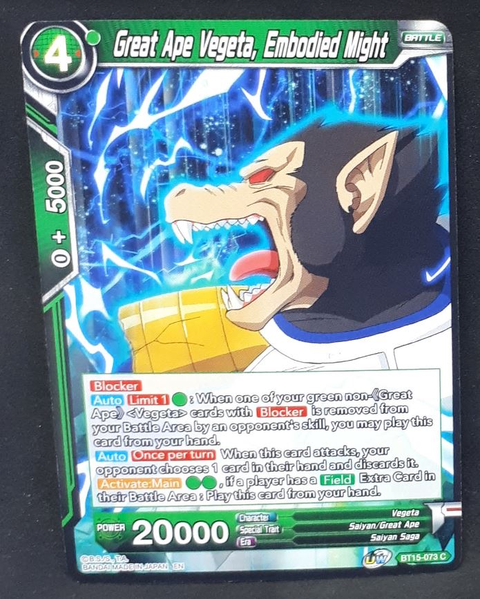 Carte Dragon Ball Super Card Game Us UWS Boost Saiyan Showdown BT15-073 C bandai great ape vegeta embodied might dbscg cardamehdz