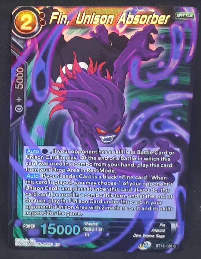 Carte Dragon Ball Super Card Game Us UWS Boost Saiyan Showdown BT15-129 C (Foil) bandai Fin, Unison Absorber dbscg
