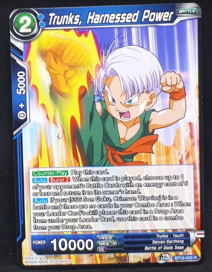 Carte Dragon Ball Super Card Game Us Unison Warrior Series Boost Set 7 BT16-033 R (2022) bandai trunks harnessed power dbscg 