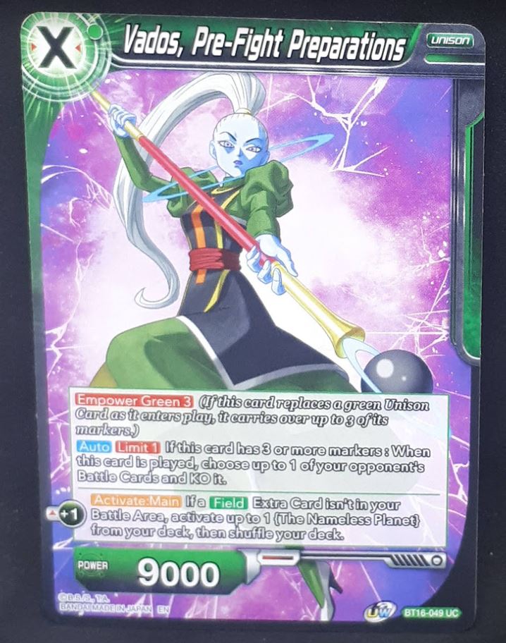 Carte Dragon Ball Super Card Game Us Unison Warrior Series Boost Set 7 BT16-049 UC (2022) bandai vados pre fight preparations dbscg 