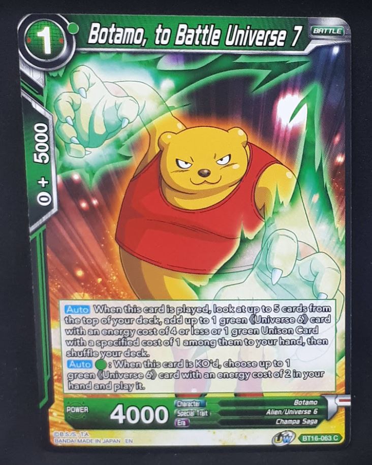 Carte Dragon Ball Super Card Game Us Unison Warrior Series Boost Set 7 BT16-063 C (2022) bandai botamo to battle universe 7 dbscg 