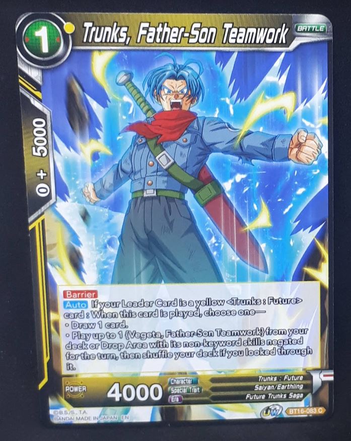 Carte Dragon Ball Super Card Game Us Unison Warrior Series Boost Set 7 BT16-083 C (2022) bandai trunks father son teamwork dbscg