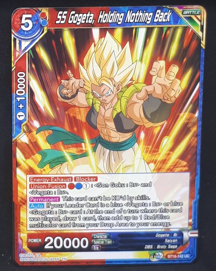 Carte Dragon Ball Super Card Game Us Unison Warrior Series Boost Set 7 BT16-142 UC (2022) bandai ss gogeta holding nothing back dbscg 