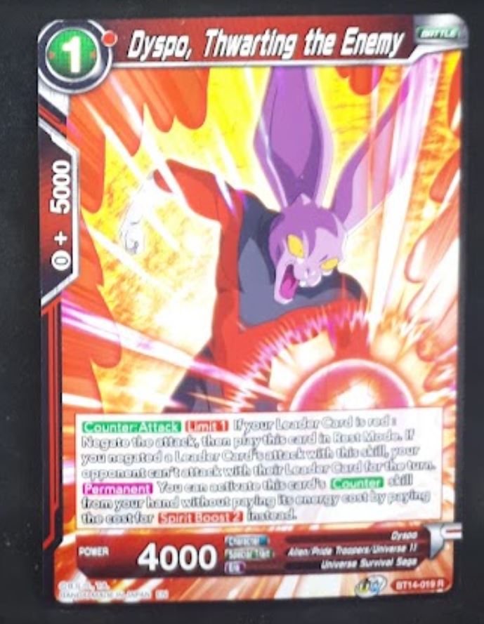 Carte Dragon Ball Super Card Game Us Unison Warrior Series Set 05 BT14-019 R bandai dyspo thwarting the enemy dbscg
