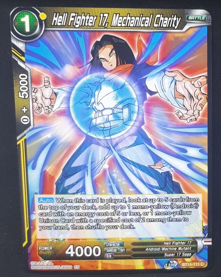 Carte Dragon Ball Super Card Game Us Unison Warrior Series Set 05 BT14-111 C bandai hell fighter 17 mechanical charity dbscg cardamehdz 