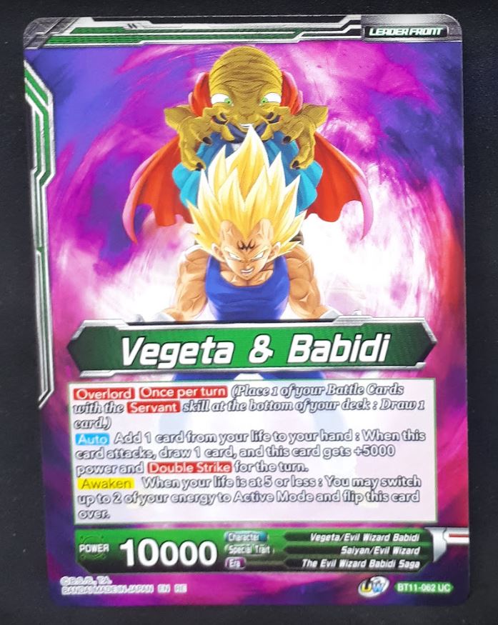 Carte Dragon Ball Super Card Game Us unison warrior bloodline BT11-062 UC bandai vegeta & babidi dbscg cardamehdz