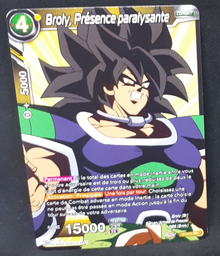 Carte Dragon Ball Super Card Game fr Carte promo n°P-111-PR Bandai broly presence paralysante dbscg hors serie 