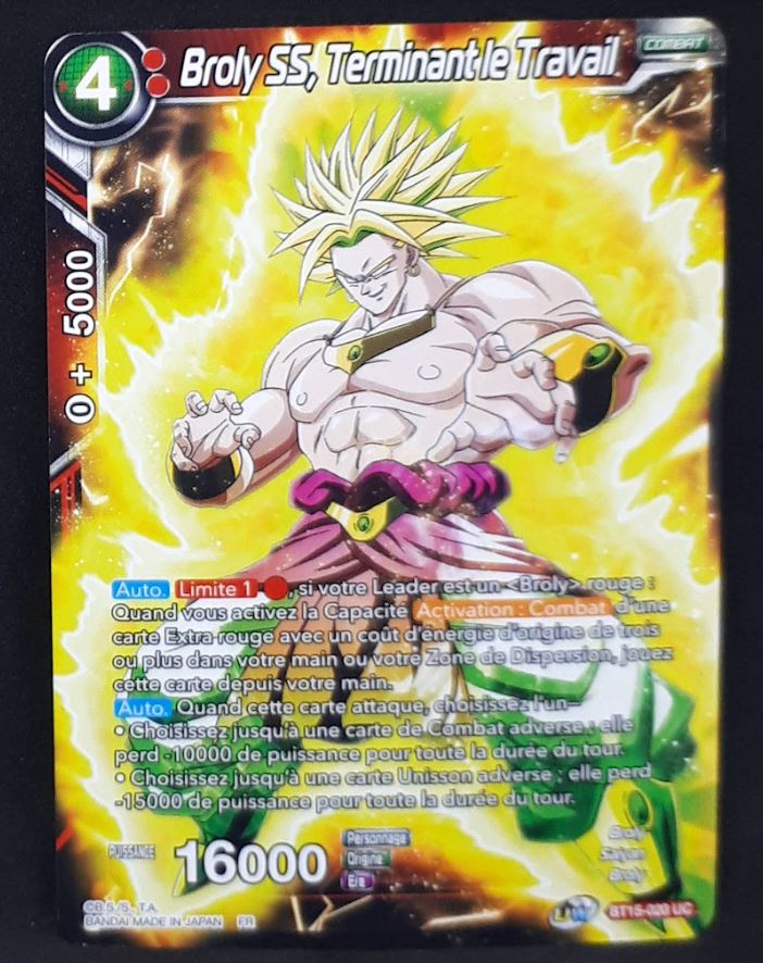 Carte Dragon Ball Super Card Game fr UWS Boost Saiyan Showdown BT15-020 UC bandai broly ss terminant le travail dbscg cardamehdz 