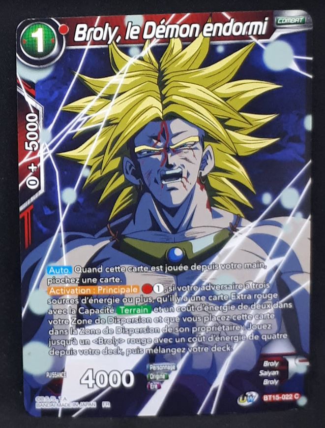 Carte Dragon Ball Super Card Game fr UWS Boost Saiyan Showdown BT15-022 C bandai broly le démon endormi dbscg cardamehdz