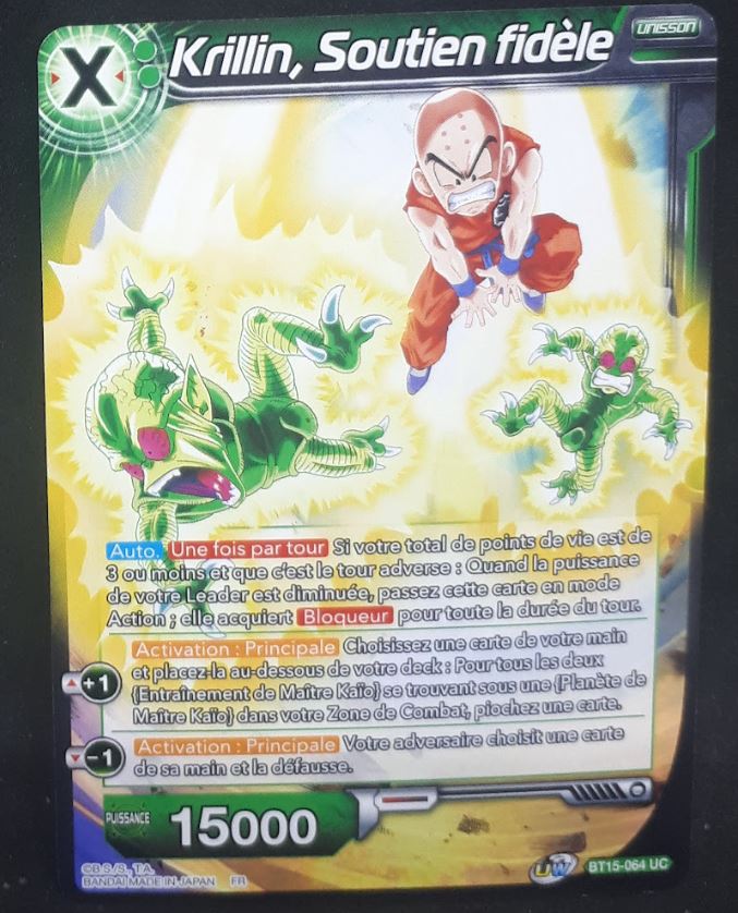 Carte Dragon Ball Super Card Game fr UWS Boost Saiyan Showdown BT15-064 UC bandai krilin soutien fidèle dbscg