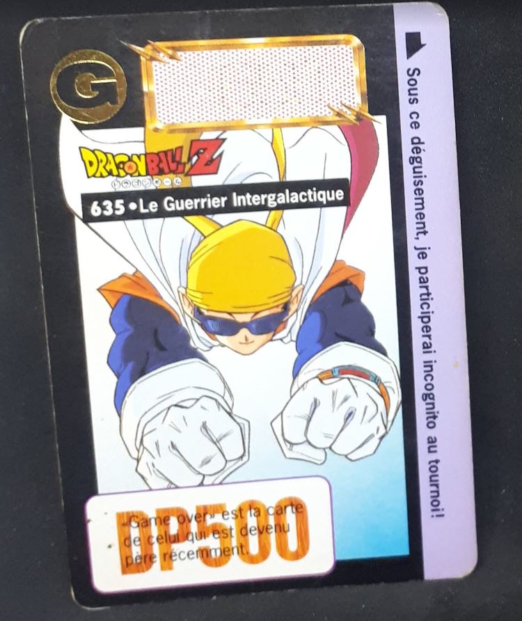 Carte Dragon Ball Z Carddass Part 16 fr n°635 (1995) bandai le guerrier intergalactique cardamehdz