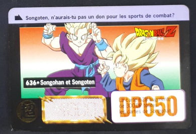 Carte Dragon Ball Z Carddass Part 16 fr n°636 (1995) bandai songohan vs songoten cardamehdz
