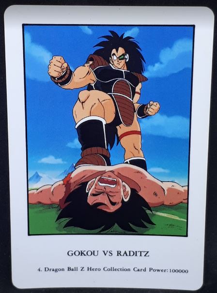 Carte Dragon Ball Z Hero Collection Part 1 n°4 (1993) Amada songoku vs radditz DBZ Cardamehdz