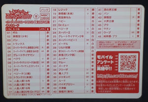 Carte Dragon ball z kai Miracle Battle Carddass Part 6 Checklist 6 (2011) bandai cardamehdz