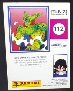 Carte dragon ball z Combat Card n°112 Panini espagnol dbz celula cardamehdz verso