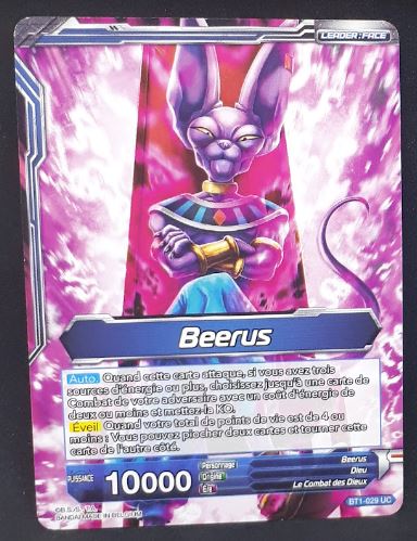 carte Dragon Ball Super Card Game Fr Galactic Battle BT1-029 UC bandai beerus dieu de la destruction dbscg cardamehdz