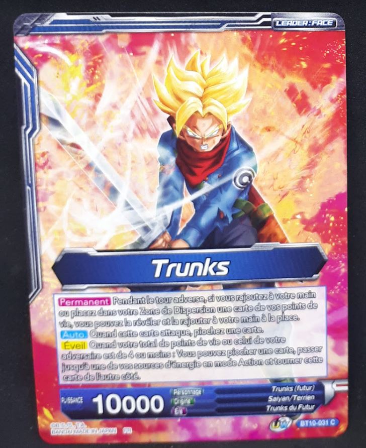 carte Dragon Ball Super Card Game Fr Rise of the Unison Warrior BT10-031 C (2020) bandai trunks dbscg cardamehdz 