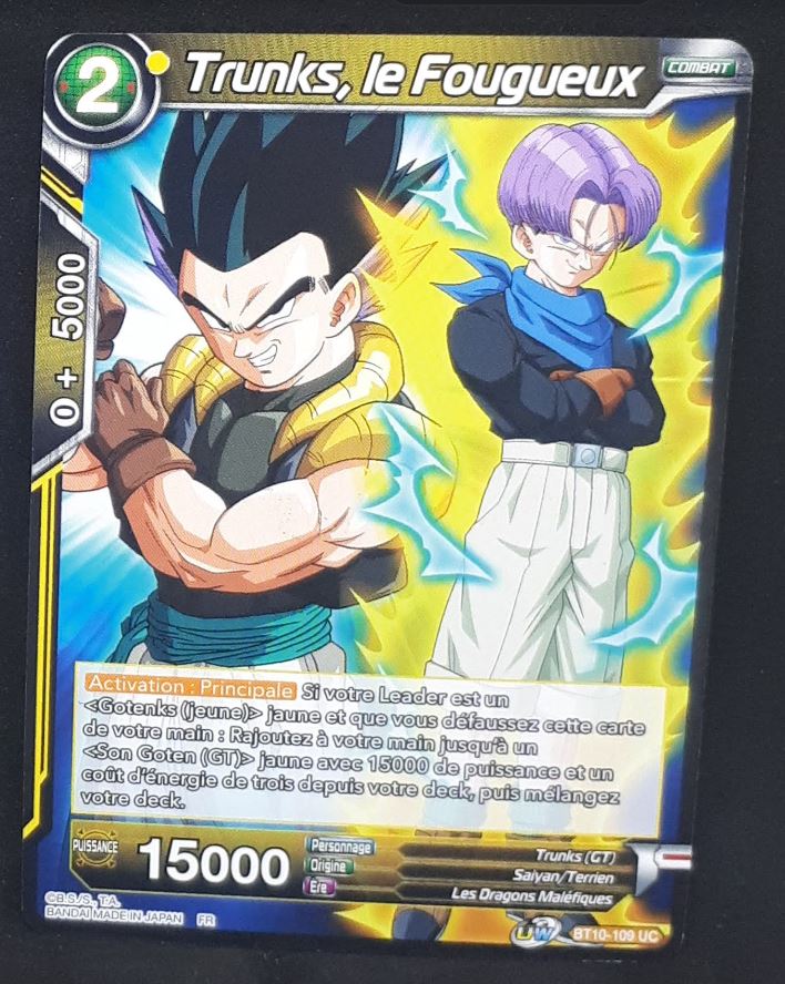 carte Dragon Ball Super Card Game Fr Rise of the Unison Warrior  BT10-109 UC (2020) bandai trunks le fougueux dbscg