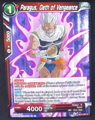 carte Dragon Ball Super Card Game US Unison Warrior Vermilion Bloodline BT11-021 C (2020) bandai paragus oath of vengeance dbscg