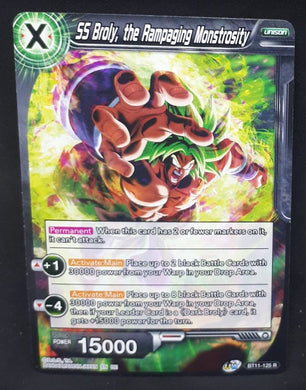 carte Dragon Ball Super Card Game US Unison Warrior Vermilion Bloodline BT11-125 R (2020) bandai ss broly the rampaging monstrosity dbscg cardamehdz 