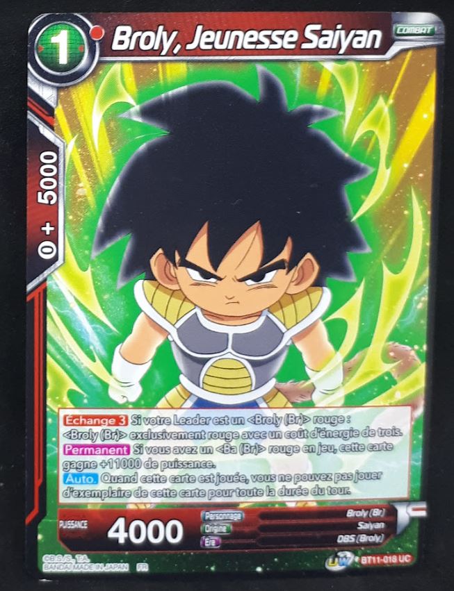 carte Dragon Ball Super Card Game fr Unison Warrior Vermilion Bloodline BT11-018 UC (2020) bandai broly jeunesse saiyan dbscg cardamehdz 